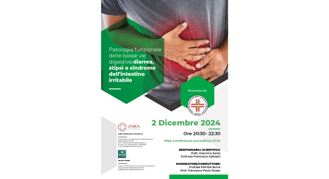 Clicca per accedere all'articolo Web Conference - Patologia funzionale delle basse vie digestive: diarrea, stipsi e sindrome dell’intestino irritabile