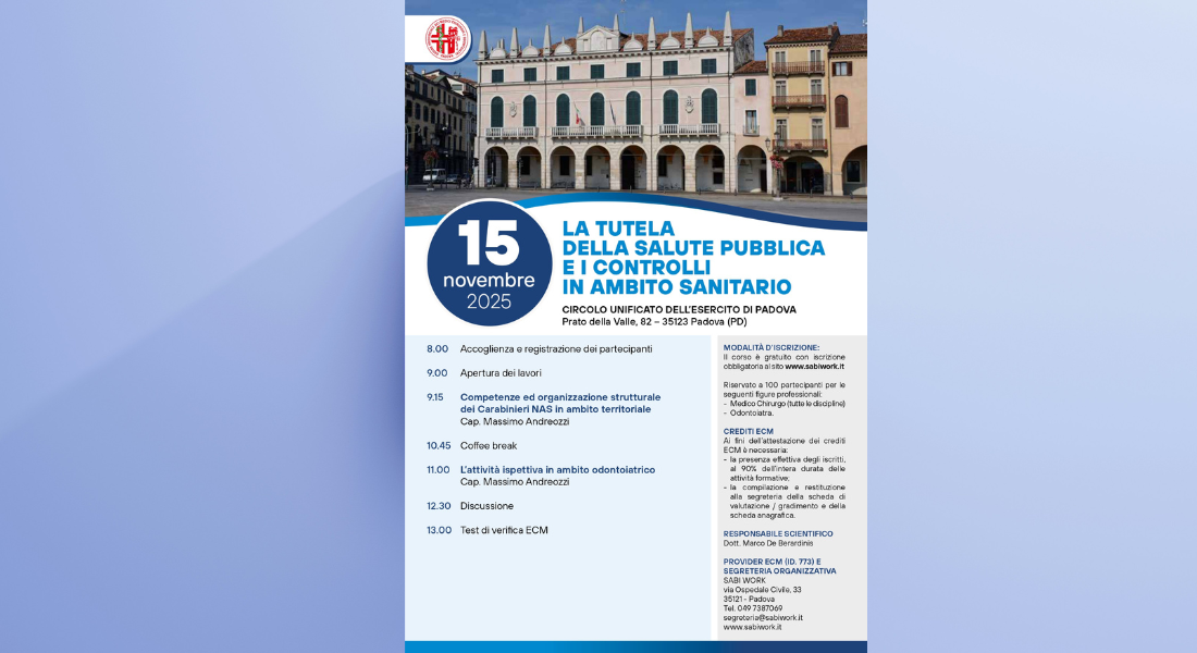 Clicca per accedere all'articolo Convegno Residenziale - La tutela della salute pubblica e i controlli in ambito sanitario