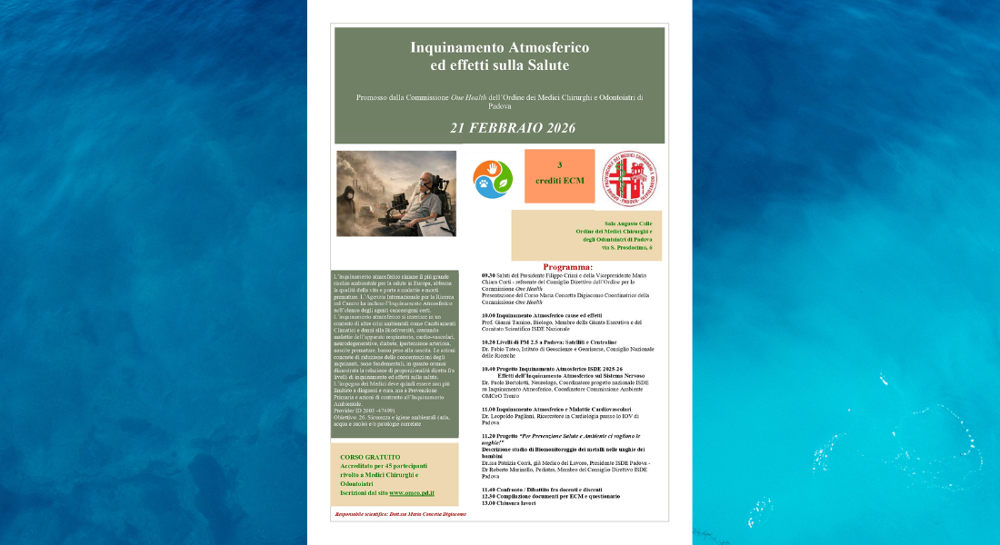 Clicca per accedere all'articolo Corso Residenziale: Inquinamento Atmosferico ed effetti sulla Salute - Commissione One Health