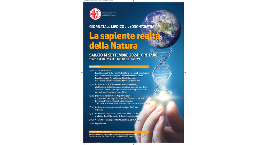 Clicca per accedere all'articolo Giornata del Medico e dell’Odontoiatra 2024: «LA SAPIENTE REALTÀ DELLA NATURA» Sabato 14 settembre 2024